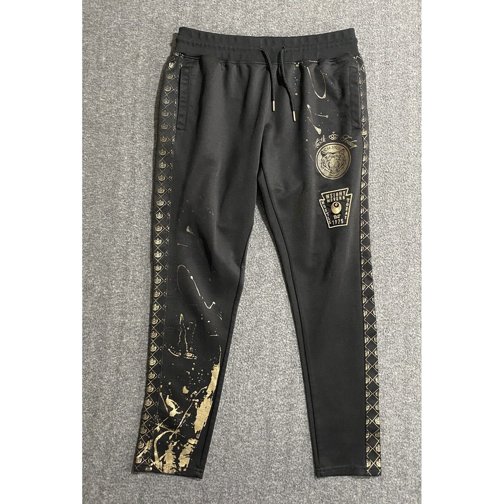 Smith & Graham Hustle Today Boys Youth Black Ripple Jogging Pants Size L